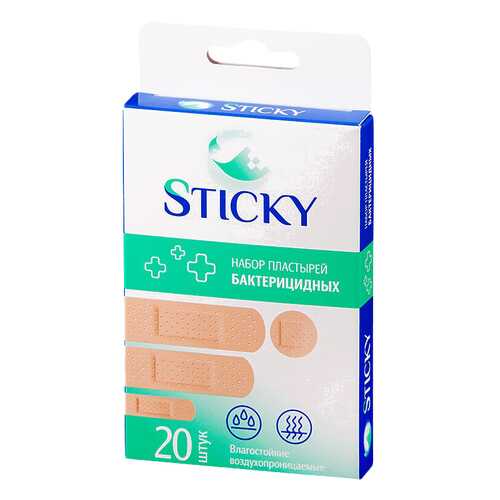 Пластырь бактерицидный Sticky влагостойкий 1,9 х 7,2 см 20 шт. в Доктор Столетов