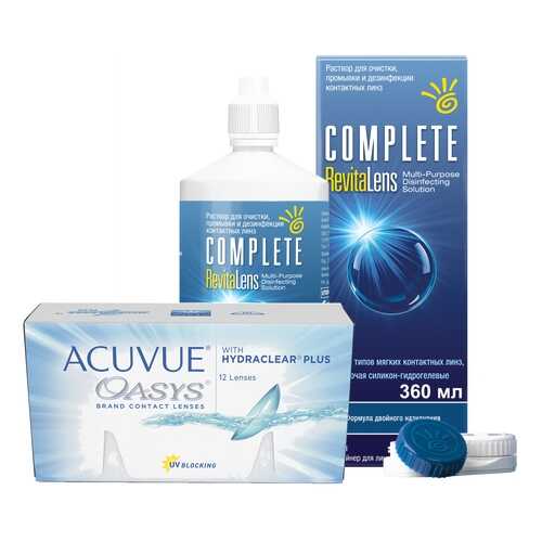 Контактные линзы Acuvue Oasys 12 линз R 8.4 -3.00 + Раствор Complete RevitaLens 360 мл в Доктор Столетов